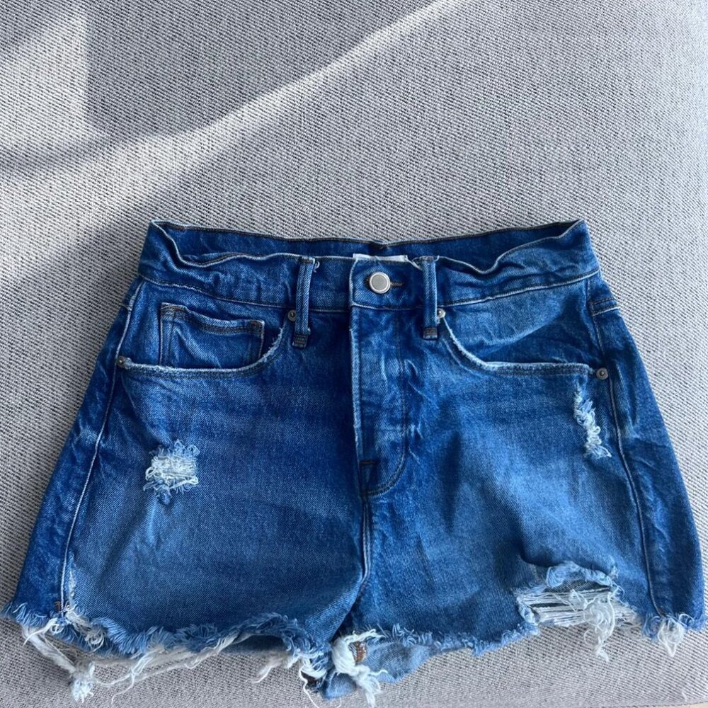 Good American 80s-Inspired High-Rise Denim Shorts - Size 25 / 0